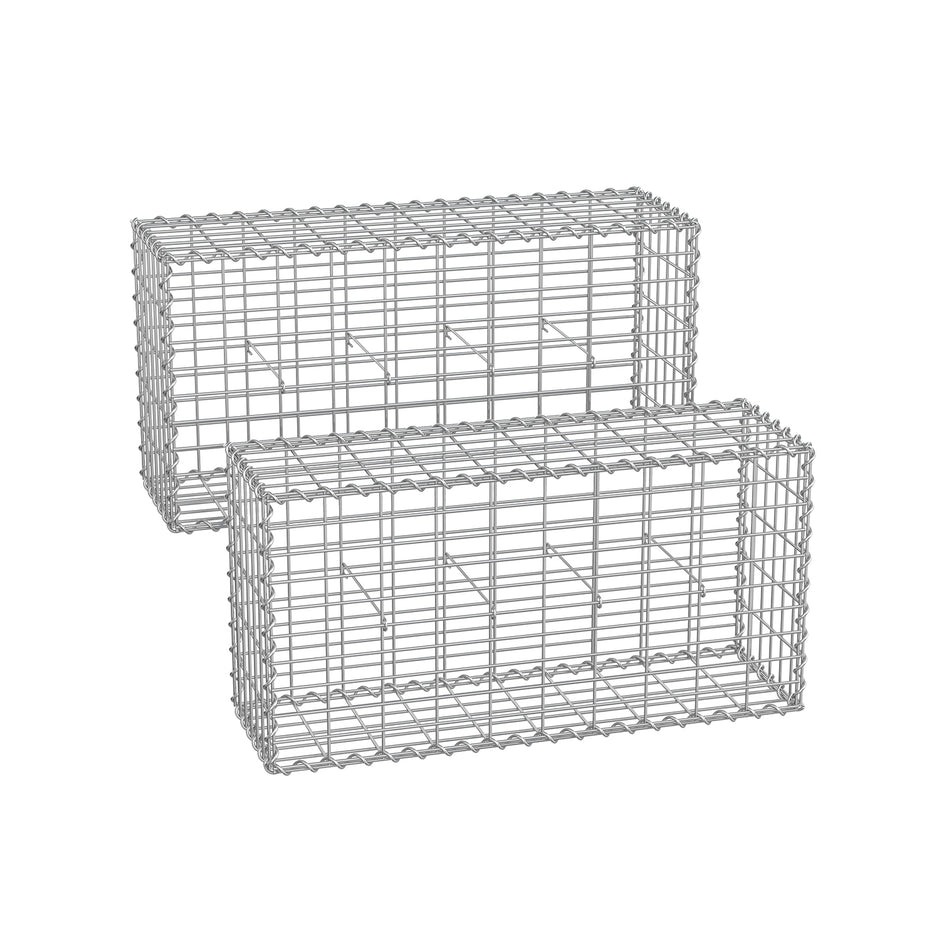 Set med gabioner – galvaniserat stål – silver