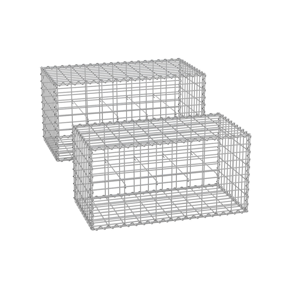 Trådkorg - 100 x 30 x 30 cm - uppsättning av 2 - silver