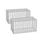 Trådkorg - 100 x 30 x 30 cm - uppsättning av 2 - silver