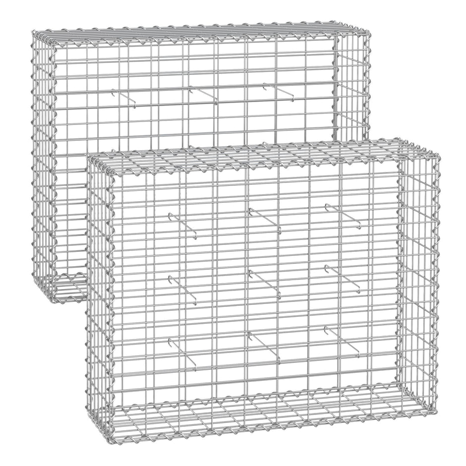Set med 2 gabioner – 100 x 80 x 30 cm – silver
