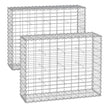 Set med 2 gabioner – 100 x 80 x 30 cm – silver