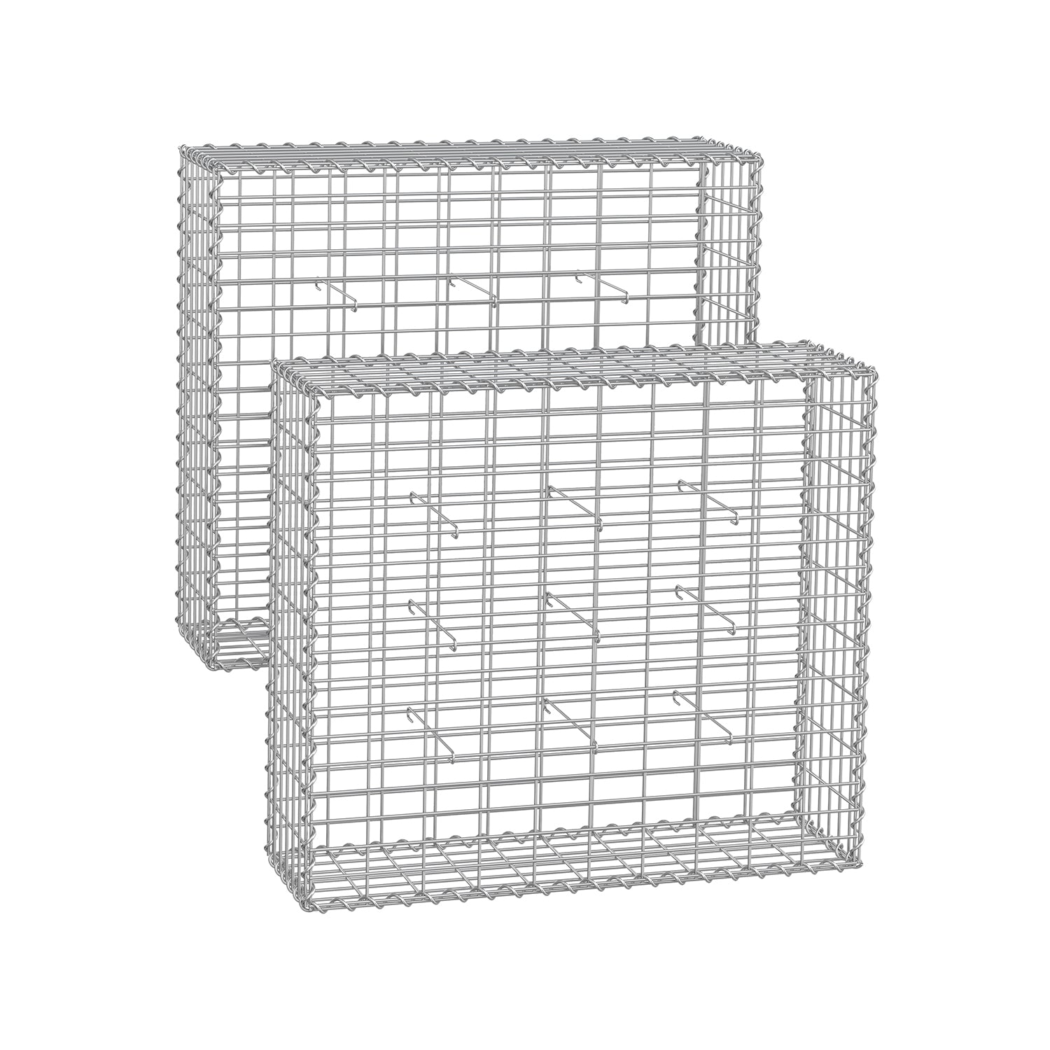 Set med 2 trådkorgar – maskstorlek 5 x 10 cm – silver