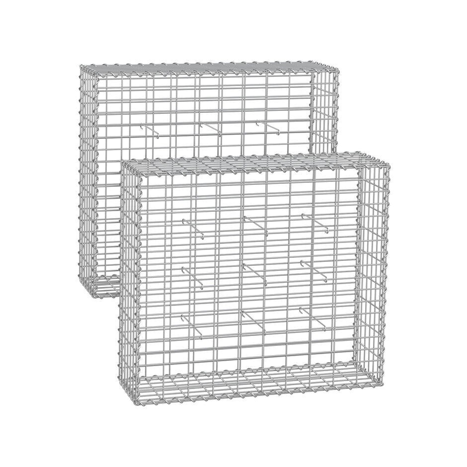 Set med 2 trådkorgar – maskstorlek 5 x 10 cm – silver
