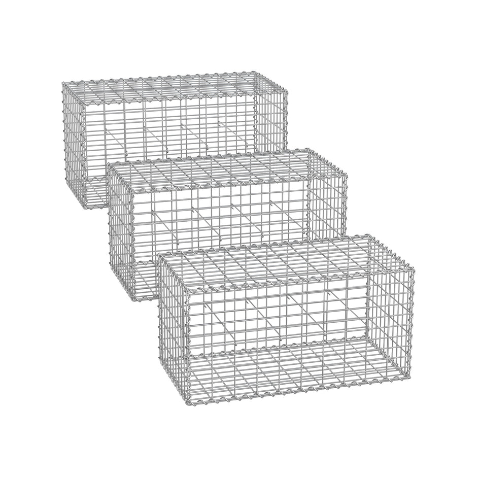 Trådkorg – maskstorlek 5 x 10 cm – set om 3 – silver