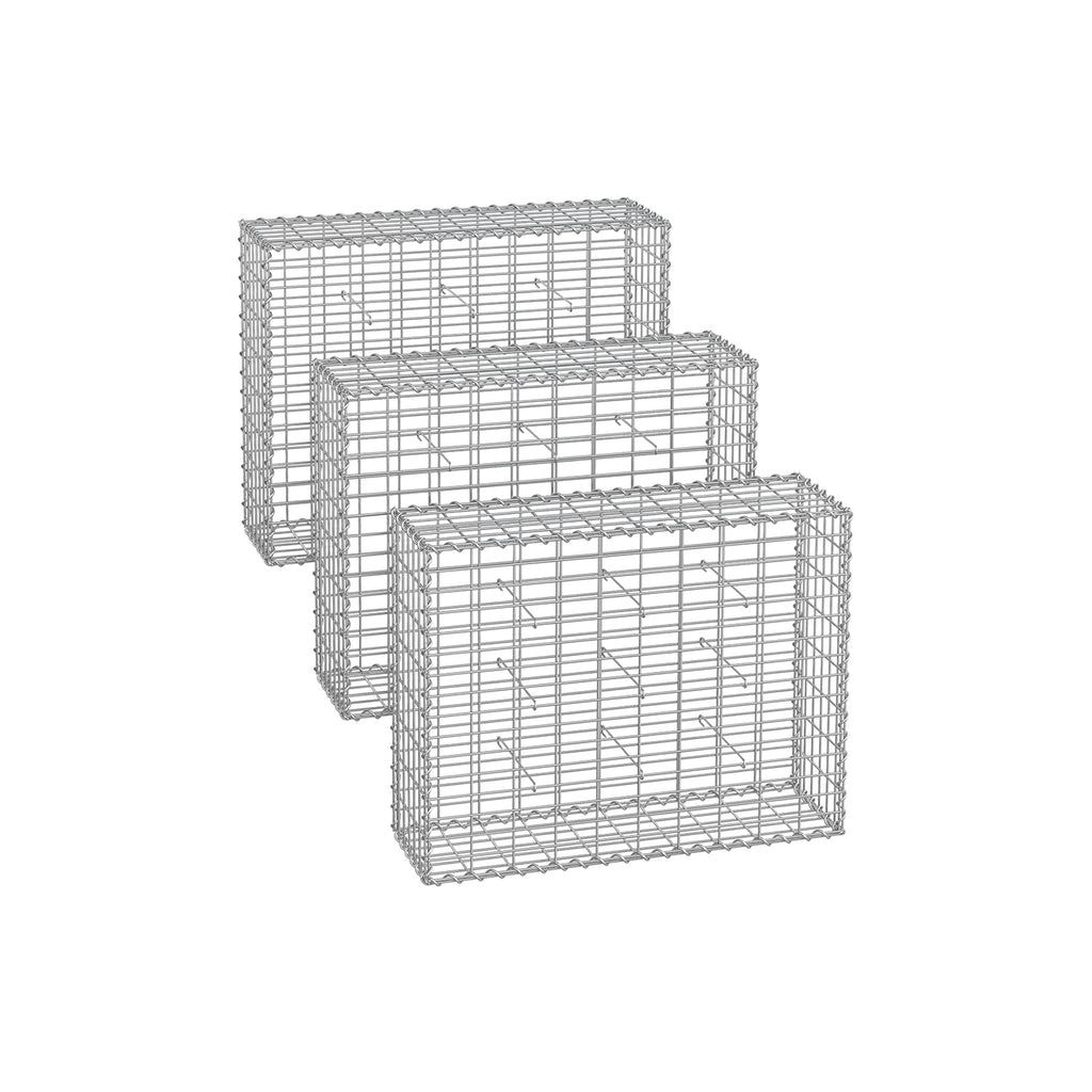 Uppsättning av 3 schans korgar - 100 × 80 × 30 cm - silver