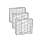 Uppsättning av 3 schans korgar - 100 × 30 × 30 cm - silver