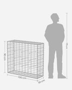 Uppsättning av 3 schans korgar - 100 × 30 × 30 cm - silver