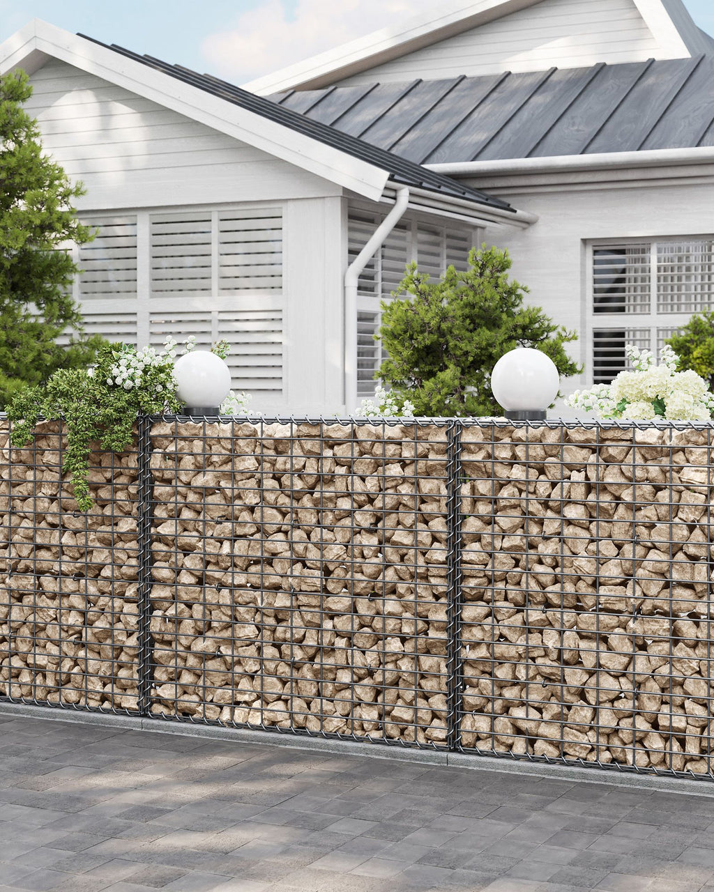Uppsättning av 3 schans korgar - 100 × 30 × 30 cm - silver