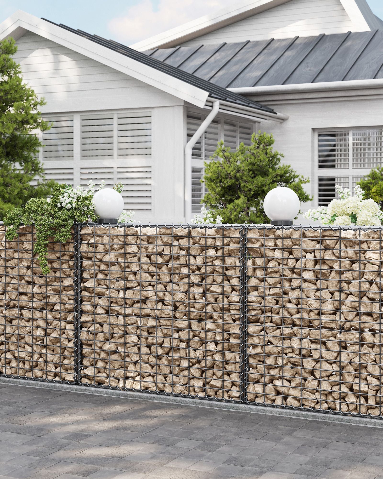 Uppsättning av 3 schans korgar - 100 × 30 × 30 cm - silver