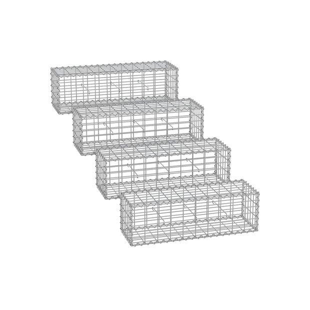 Gabions set om 4 – 5 x 10 cm maskstorlek – silver