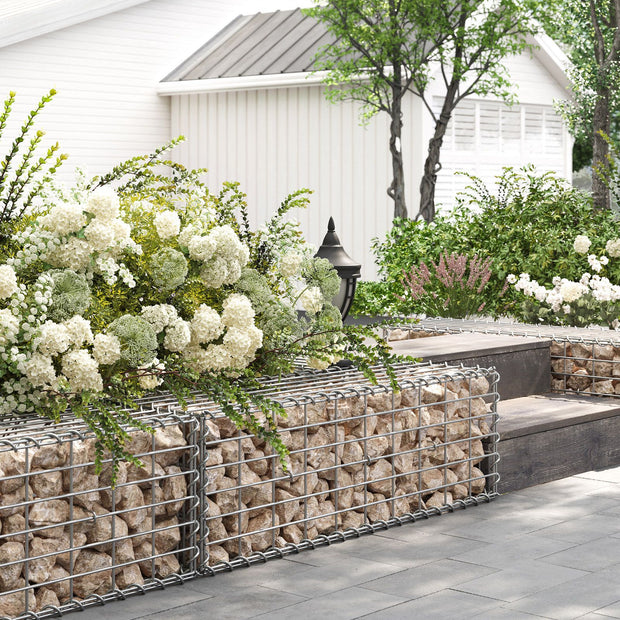 Gabions set om 4 – 5 x 10 cm maskstorlek – silver