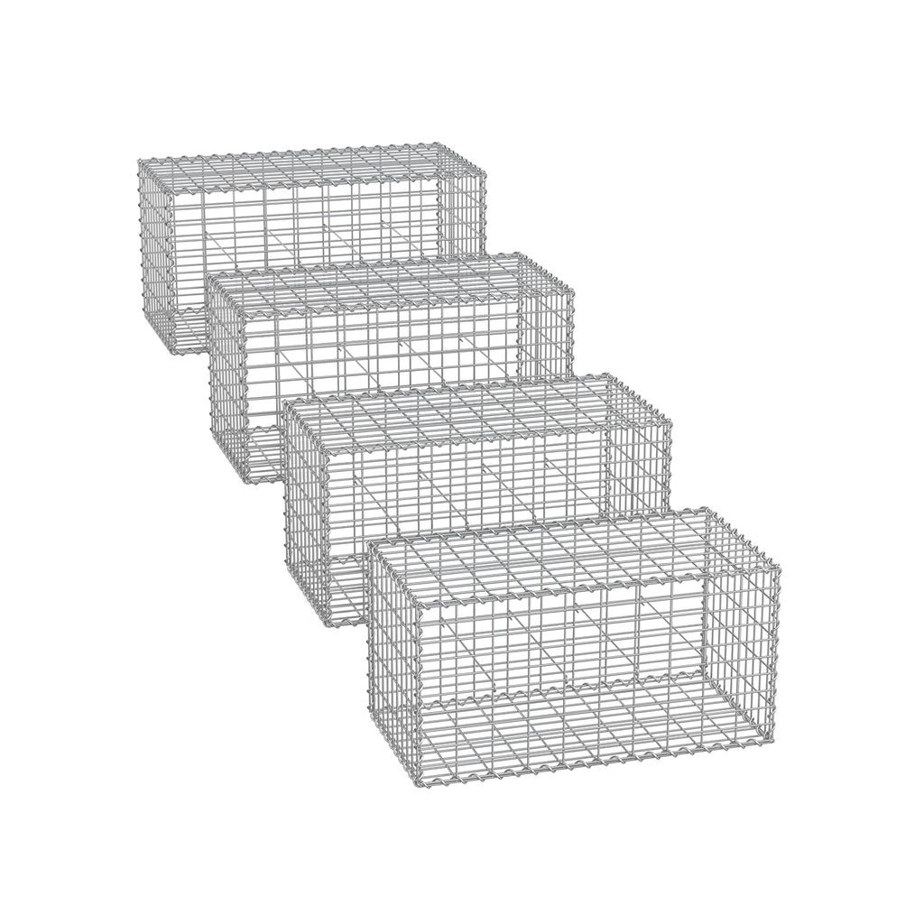 Schans korgar - uppsättning av 4 - 100 × 30 × 30 cm - silver