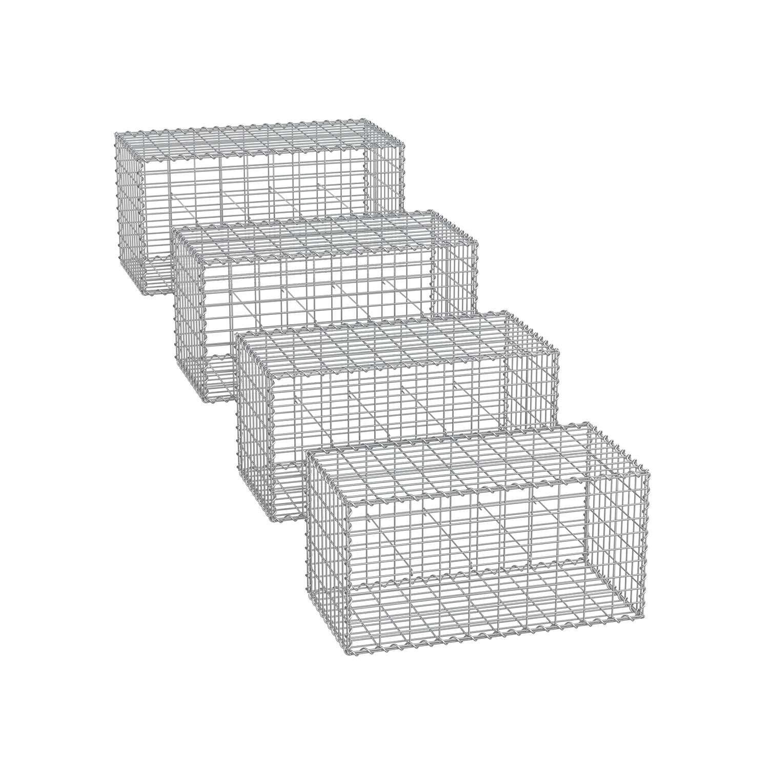 Gabions set om 4 – galvaniserat stål – silver