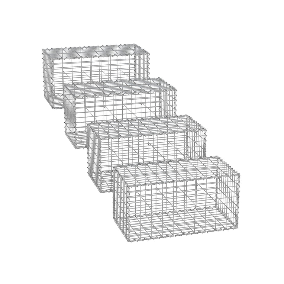 Gabions set om 4 – galvaniserat stål – silver