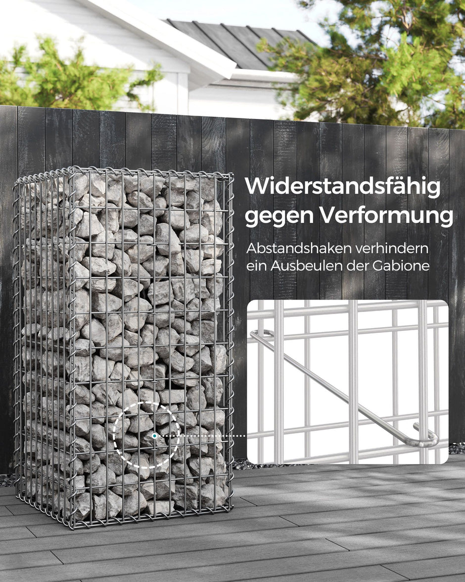 Gabions set om 4 – galvaniserat stål – silver