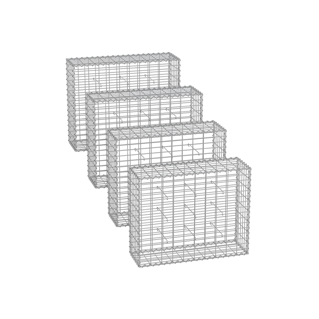 Uppsättning av 4 schans korgar - 100 × 80 × 30 cm - silver