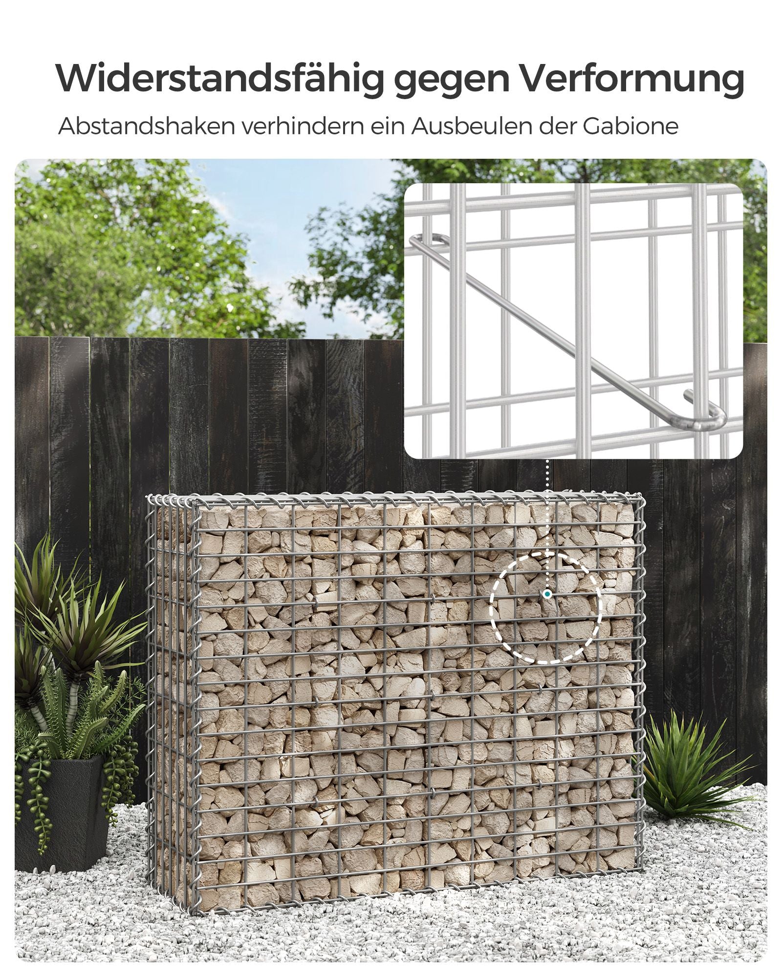 Set med 4 gabioner – 100 x 80 x 30 cm – silver