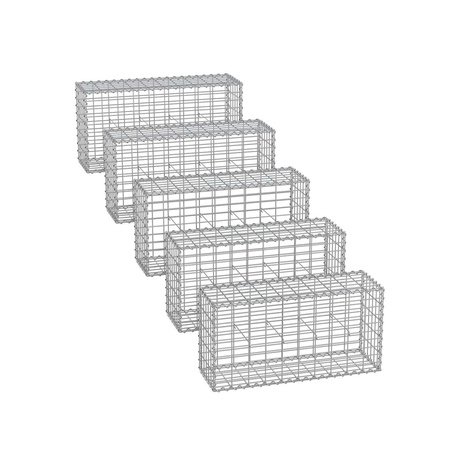 Uppsättning av 5 trädgårdsdekoration avståndsinnehavare-100 × 30 × 30 cm-silver