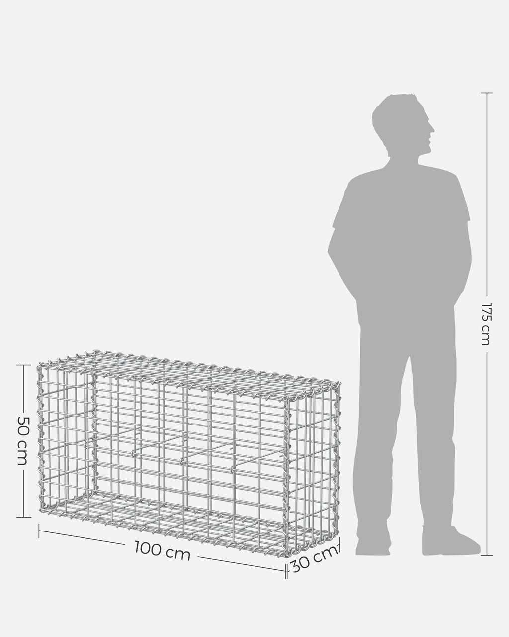 Uppsättning av 5 trädgårdsdekoration avståndsinnehavare-100 × 30 × 30 cm-silver