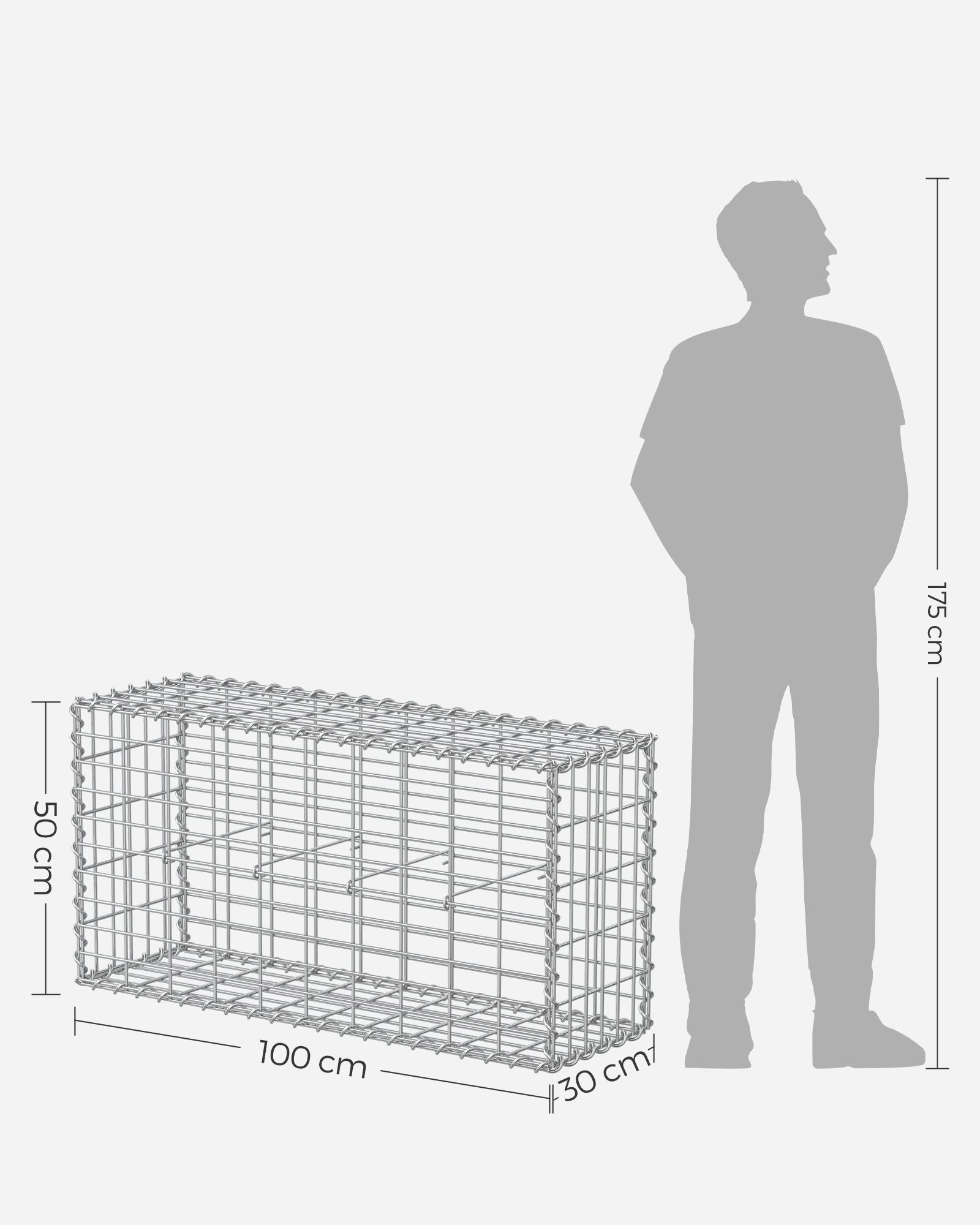 Uppsättning av 5 trädgårdsdekoration avståndsinnehavare-100 × 30 × 30 cm-silver