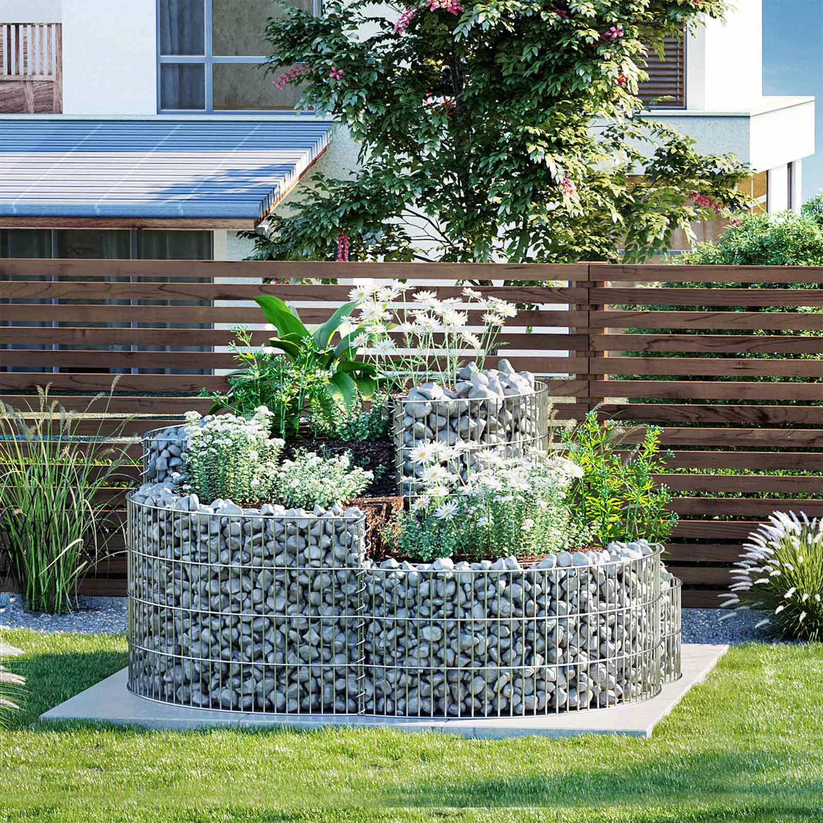 Gabion – Rostskyddande metallstenkorg – Silver