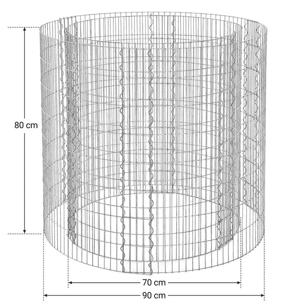 Rund gabion – Galvaniserat stål – Rostfritt – Silver