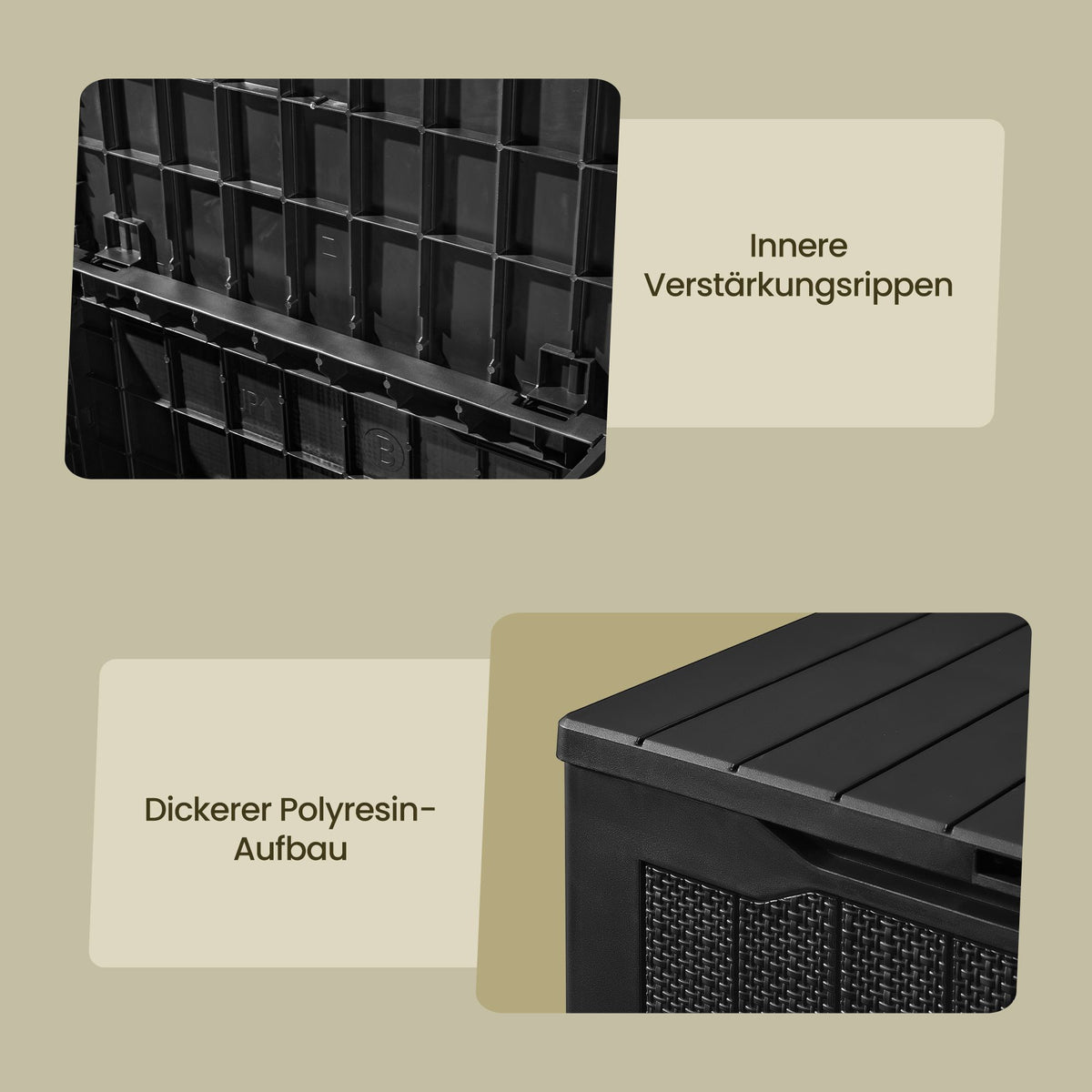 Kussenbox voor Buiten – 113 L – Waterdicht – Kunststof – Zwart
