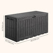 Kussenbox voor Buiten – 270 L – Weerbestendig – Houtlook – Zwart
