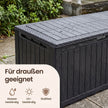 Kussenbox voor Buiten – 270 L – Weerbestendig – Houtlook – Zwart