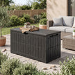 Kussenbox voor Buiten – 380 L – Waterdicht – Hout- en Rotanlook – Zwart