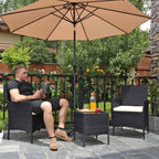 Garden Furniture Set - Lounge Set - Rattan Look - 2 stolar och glasbord - Svart