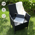 Garden Furniture Set - Lounge Set - Rattan Look - 2 stolar och glasbord - Svart