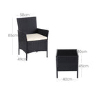 Garden Furniture Set - Lounge Set - Rattan Look - 2 stolar och glasbord - Svart