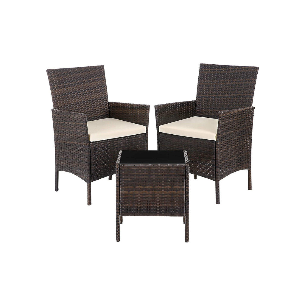 Garden Furniture Set - Lounge Set - 2 stolar och bord - Uteplatsmöbler - Brown
