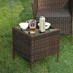 Garden Furniture Set - Lounge Set - 2 stolar och bord - Uteplatsmöbler - Brown