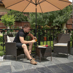 Garden Furniture Set - Lounge Set - 2 stolar och bord - Uteplatsmöbler - Brown