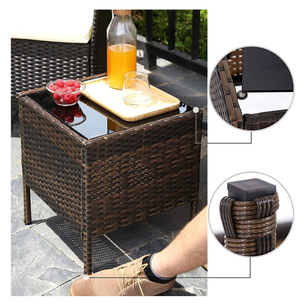 Garden Furniture Set - Lounge Set - 2 stolar och bord - Uteplatsmöbler - Brown