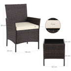 Garden Furniture Set - Lounge Set - 2 stolar och bord - Uteplatsmöbler - Brown