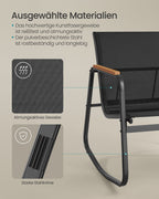 Garden Set-Garden Bench + 2 Rocking Chairs + Table-Black-4-Piece