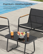 Garden Set-Garden Bench + 2 Rocking Chairs + Table-Black-4-Piece