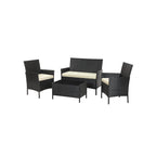 Garden Furniture Set - Lounge Set - Rattan Look - 2 stolar och glasbord - Svart