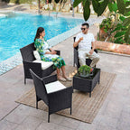 Garden Furniture Set - Lounge Set - Rattan Look - 2 stolar och glasbord - Svart