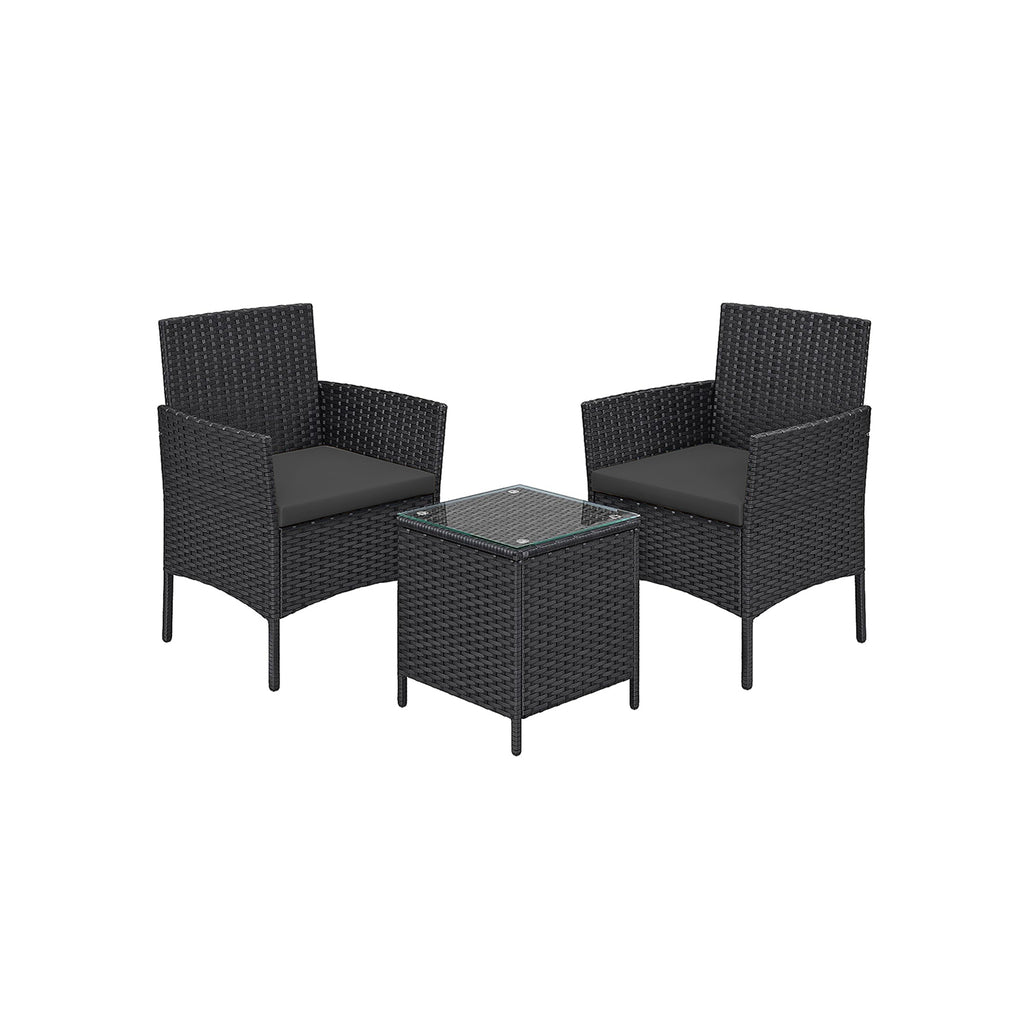Garden Furniture Set - PE Polyrotan - Svart och grått