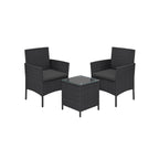 Garden Furniture Set - PE Polyrotan - Svart och grått