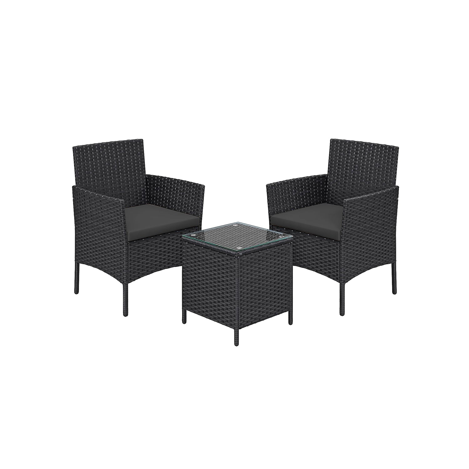 Garden Furniture Set - PE Polyrotan - Svart och grått
