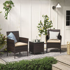 Garden Furniture Set - Lounge Set - 2 stolar och bord - Uteplatsmöbler - Brown