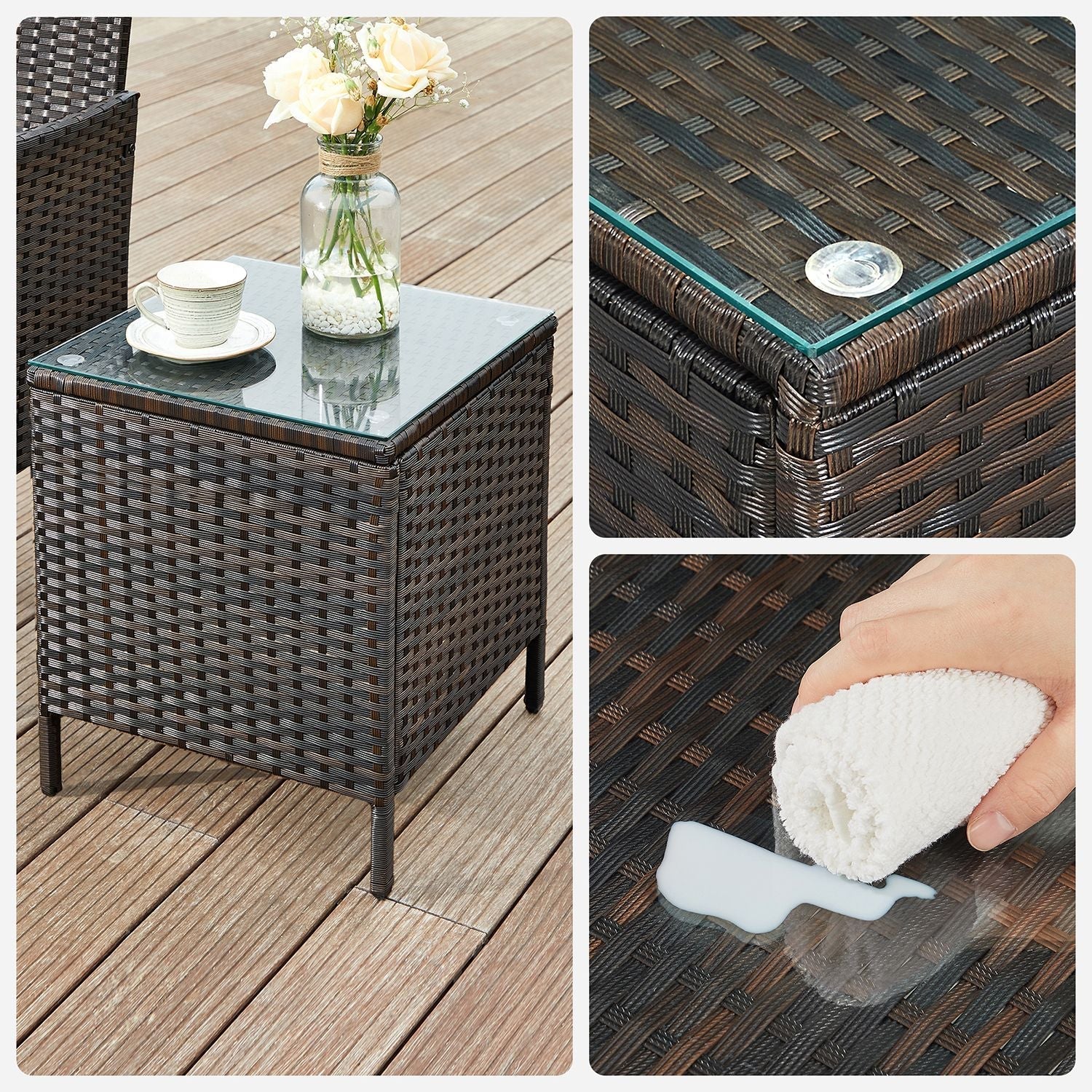 Garden Furniture Set - Lounge Set - 2 stolar och bord - Uteplatsmöbler - Brown