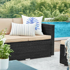 Garden Furniture Set - Lounge Set - Garden Bench and Table - With Pillows - Glass Top - Black / Beige
