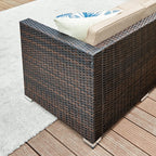 Lounge Set - Garden Furniture Set - Corner Soffa With Table - Glass Top - Brown