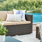 Lounge Set - Garden Furniture Set - Corner Soffa With Table - Glass Top - Brown